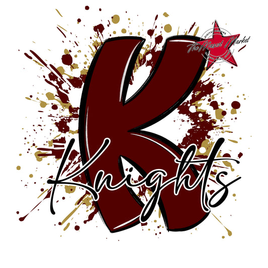 Knights Mascot Splatter-Maroon & Gold