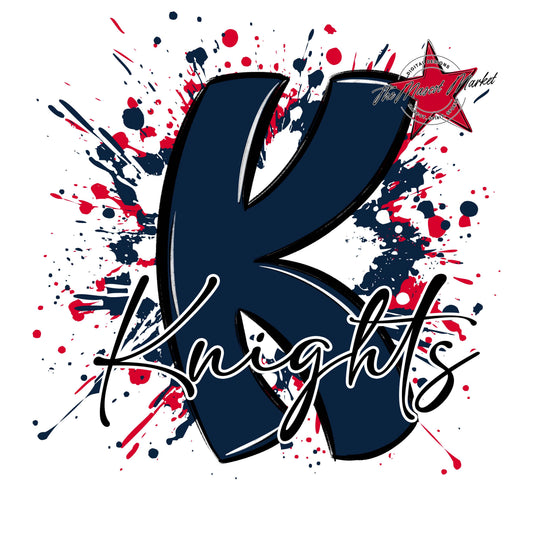 Knights Mascot Splatter-Navy & Red