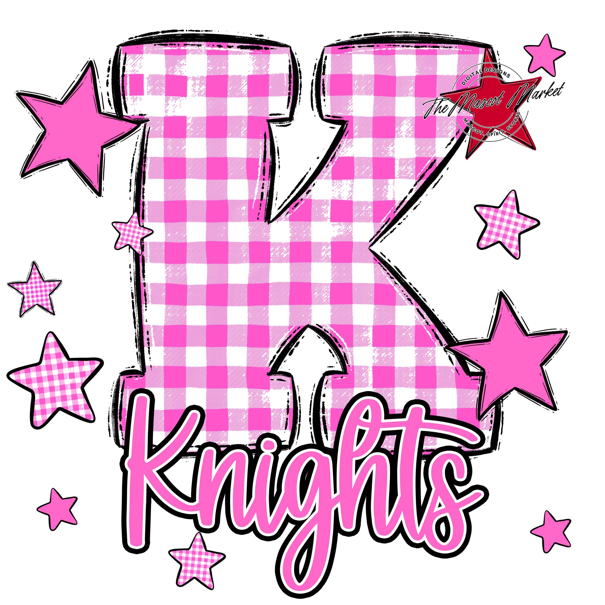 Knights Plaid Star Design-Baby Pink