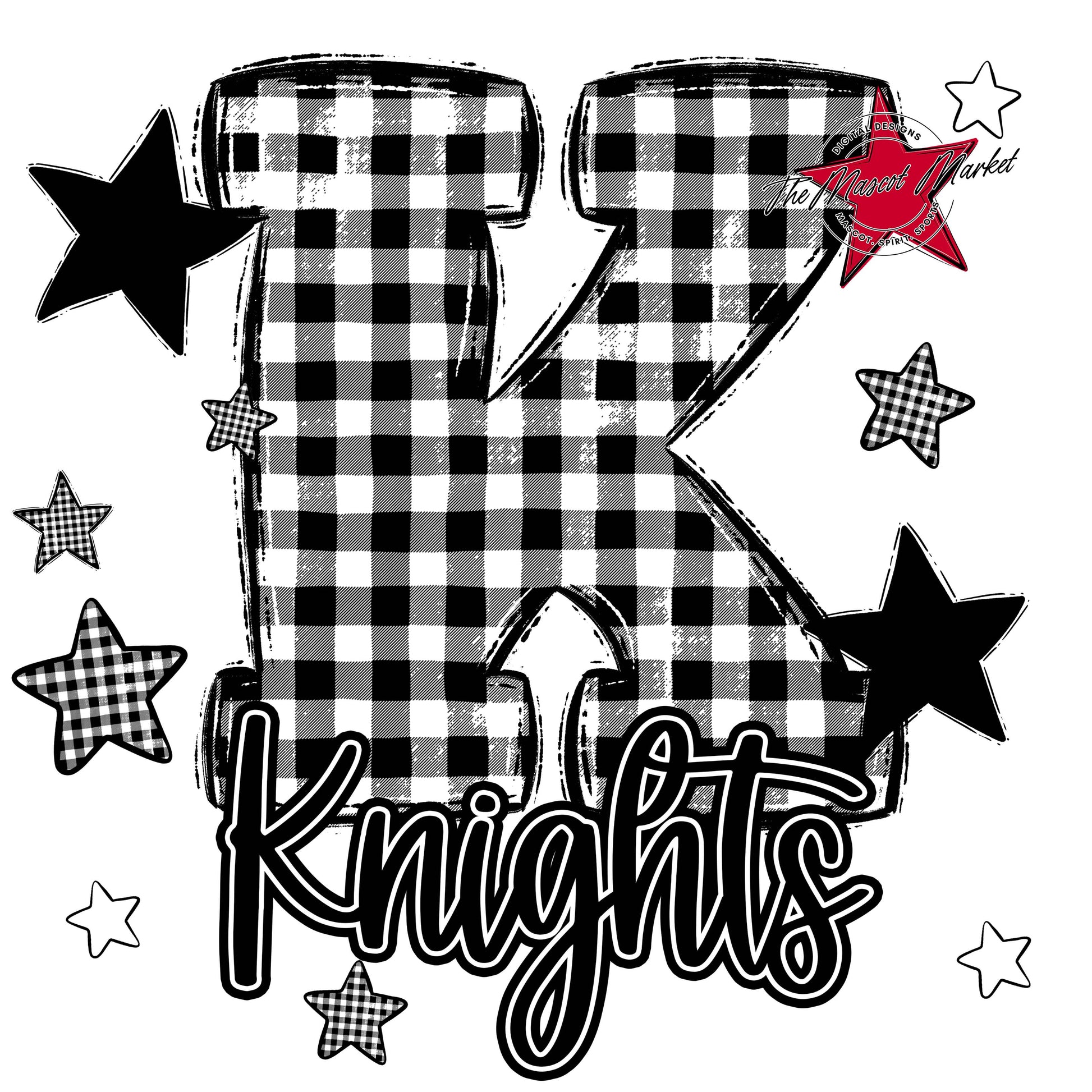 Knights Plaid Star Design-Black