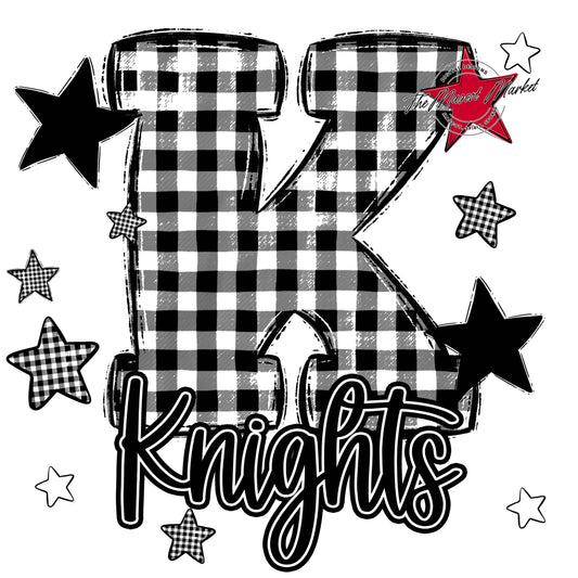 Knights Plaid Star Design-Black