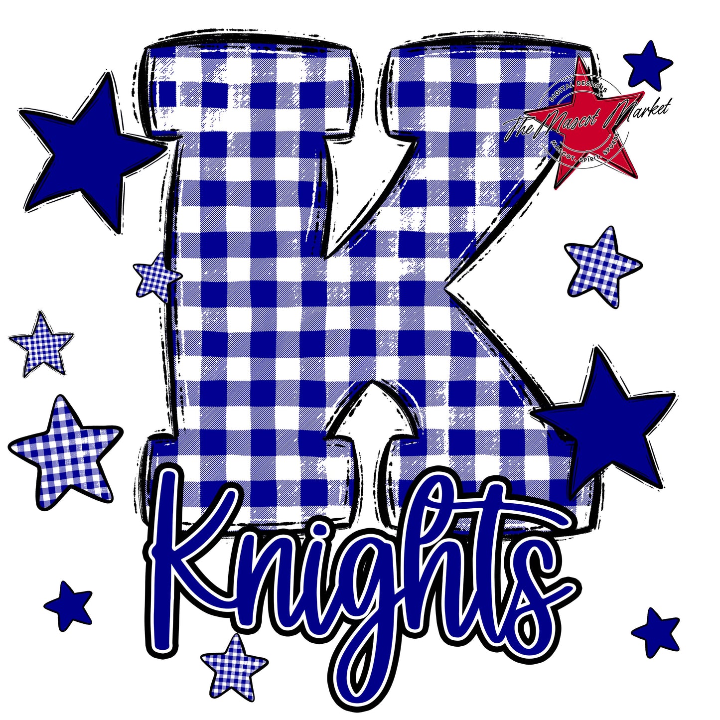 Knights Plaid Star Design-Blue