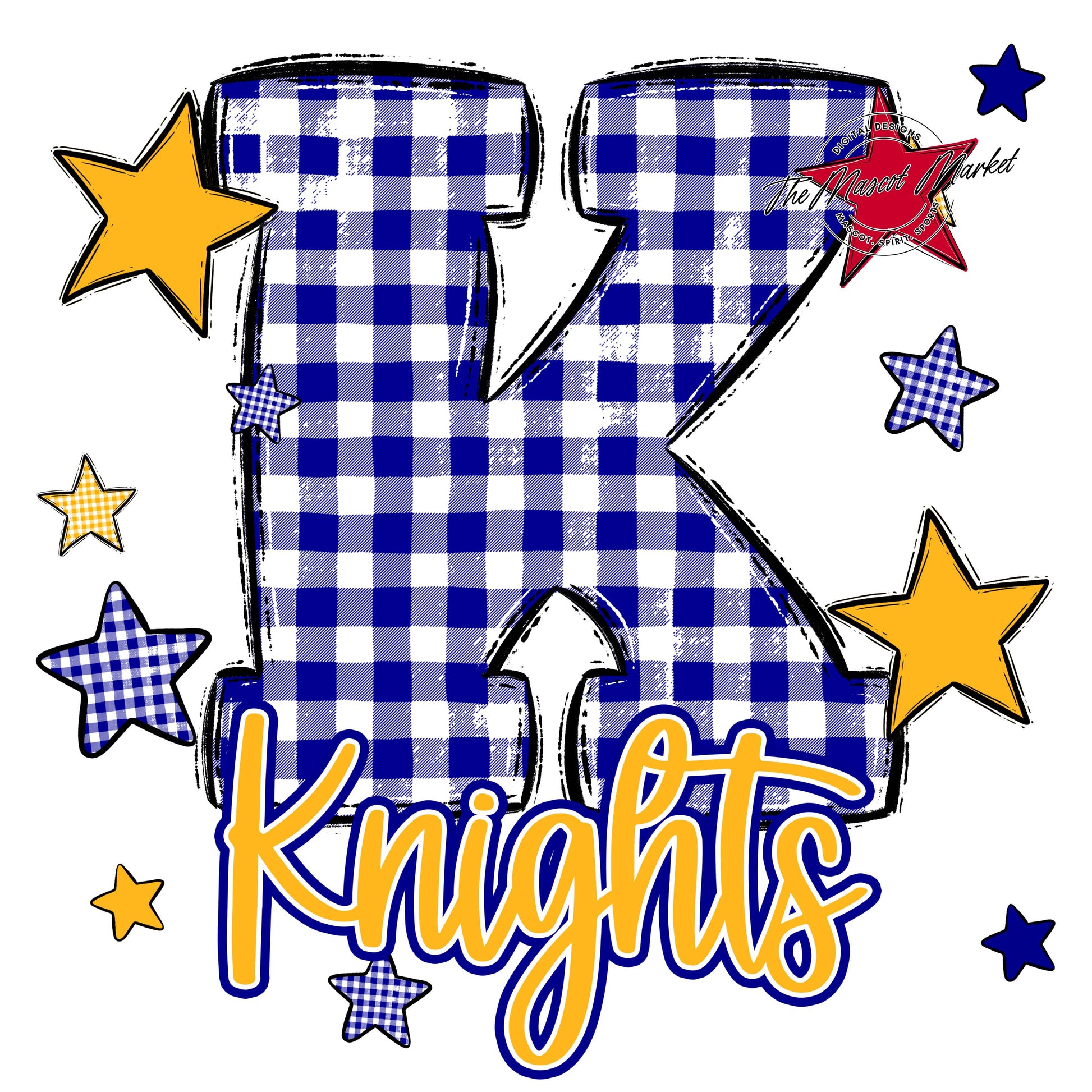 Knights Plaid Star Design-Blue & Yellow