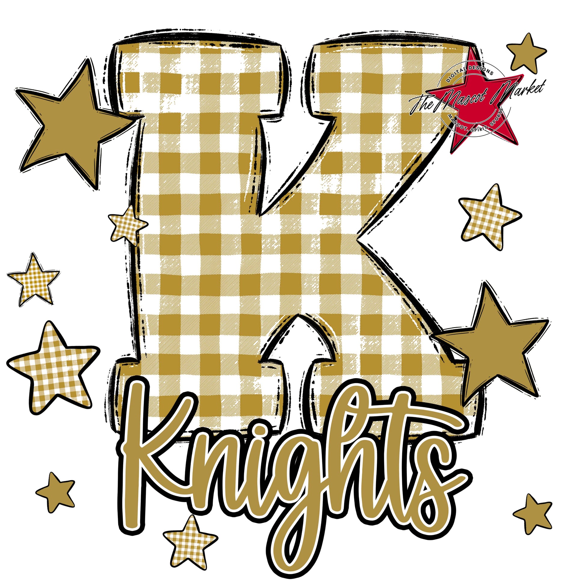 Knights Plaid Star Design-Gold