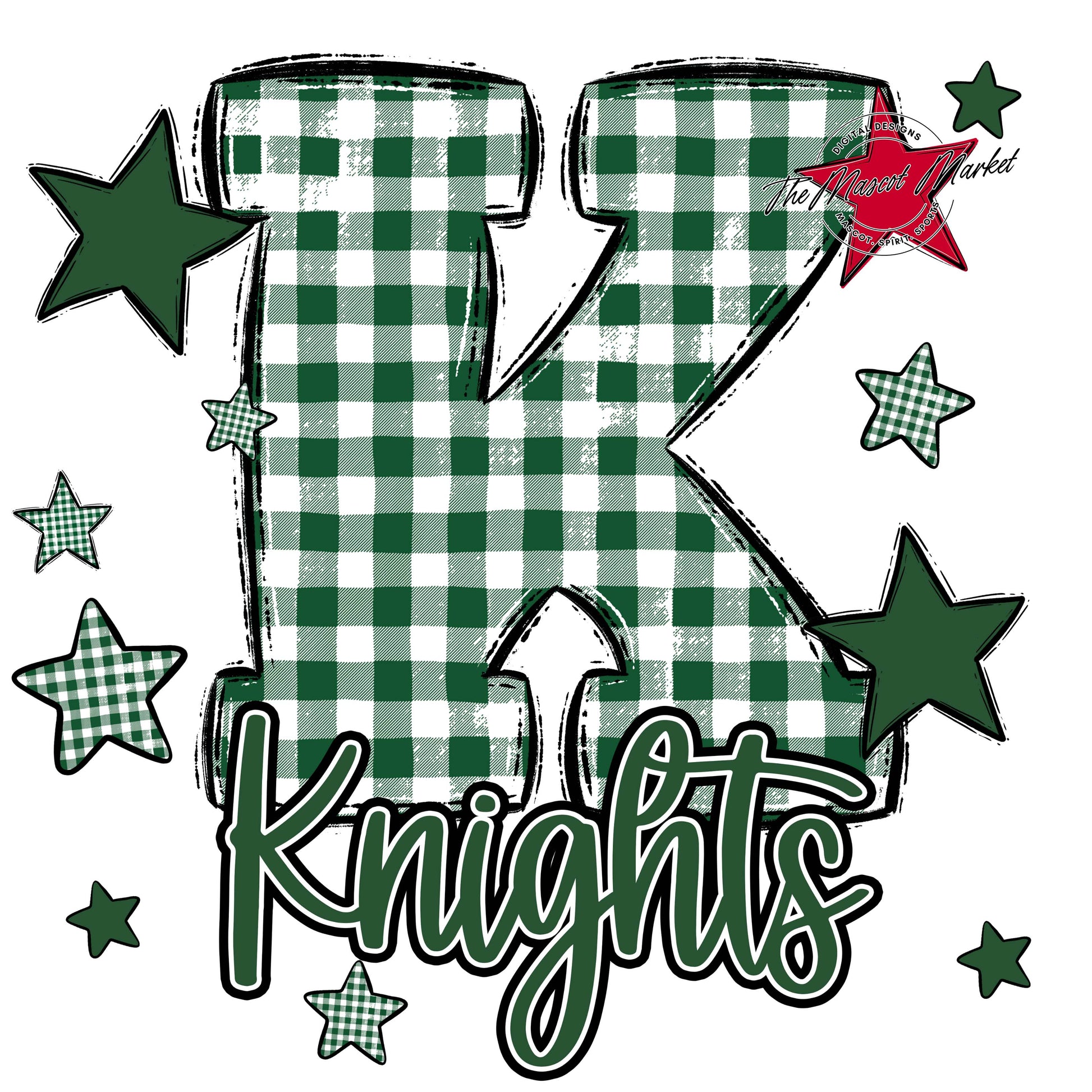 Knights Plaid Star Design-Green