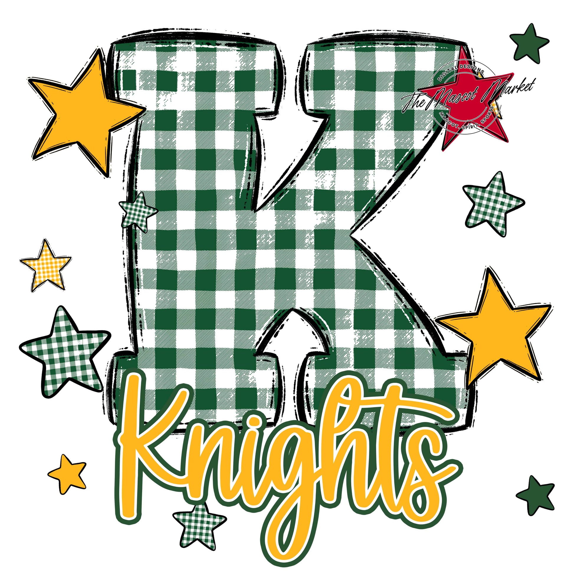 Knights Plaid Star Design-Green & Yellow
