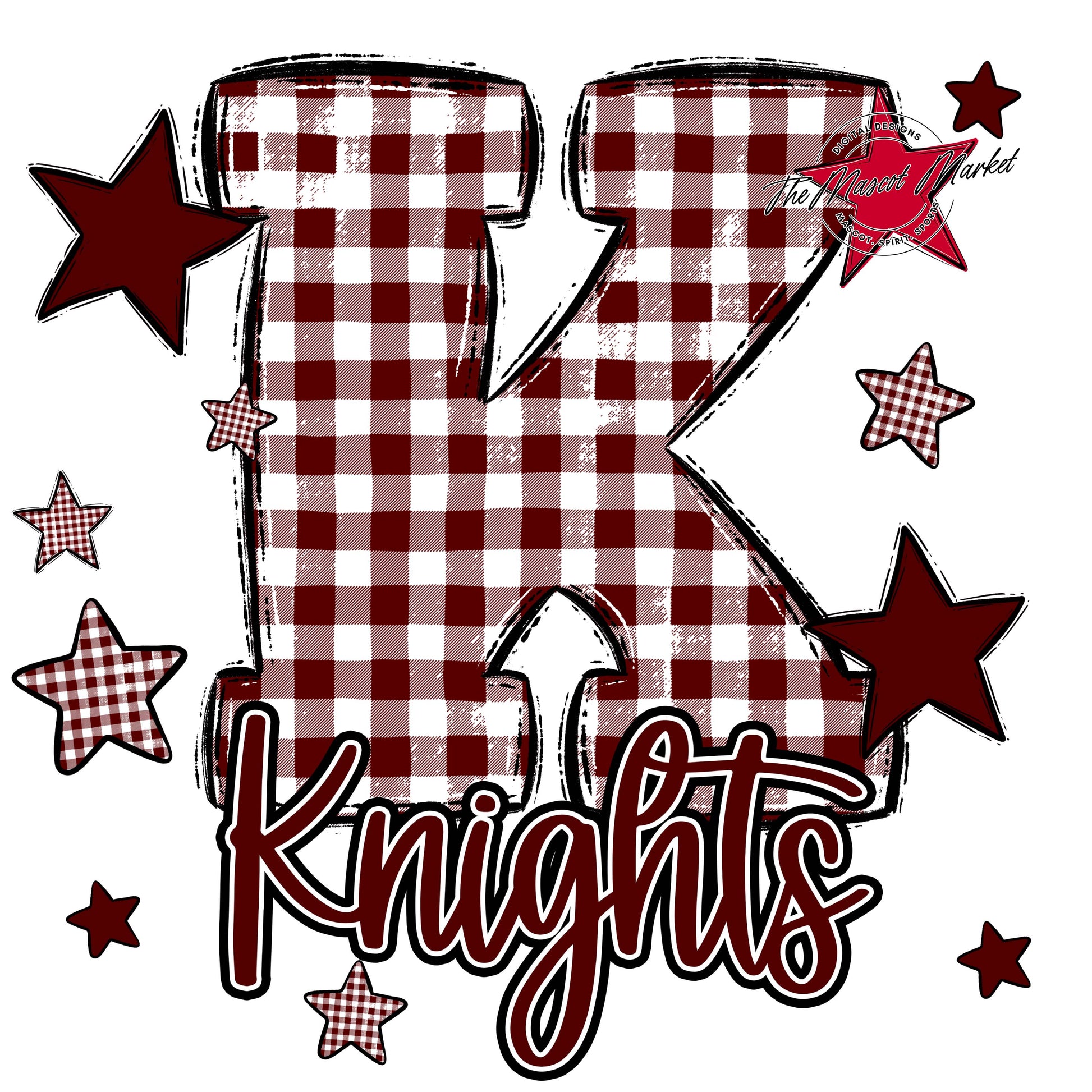 Knights Plaid Star Design-Maroon