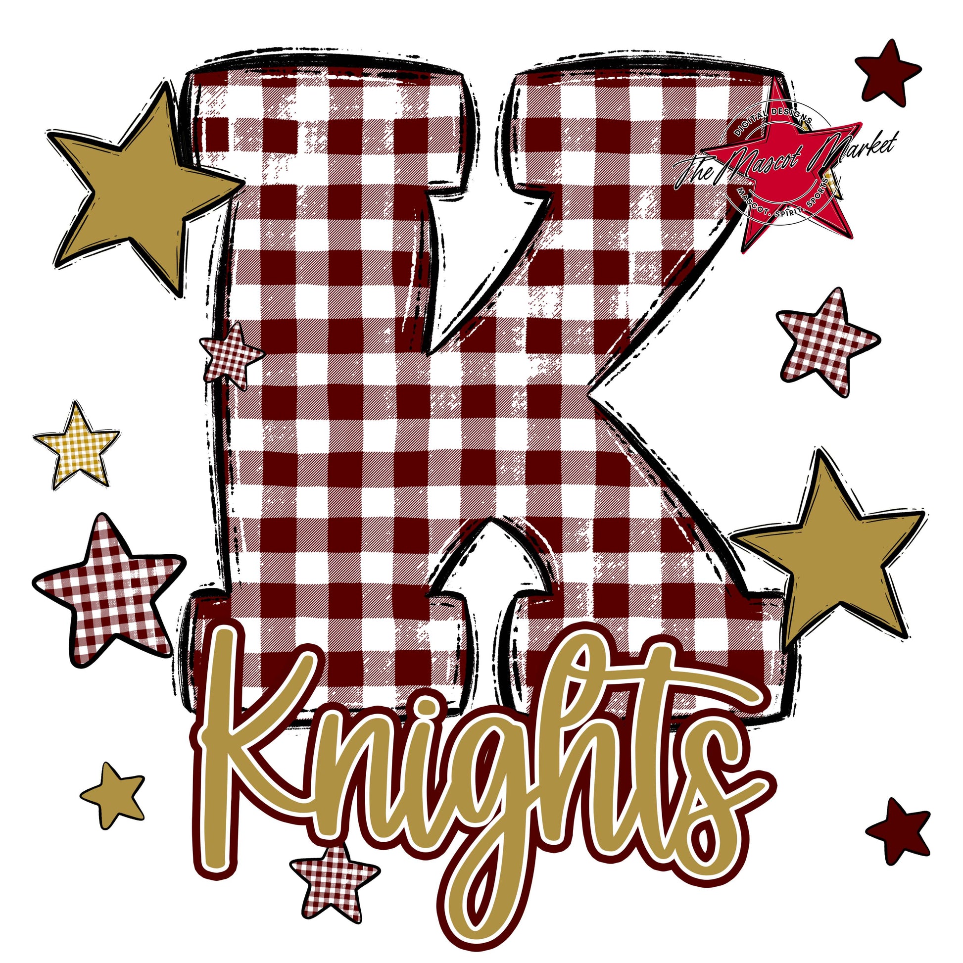 Knights Plaid Star Design-Maroon & Gold
