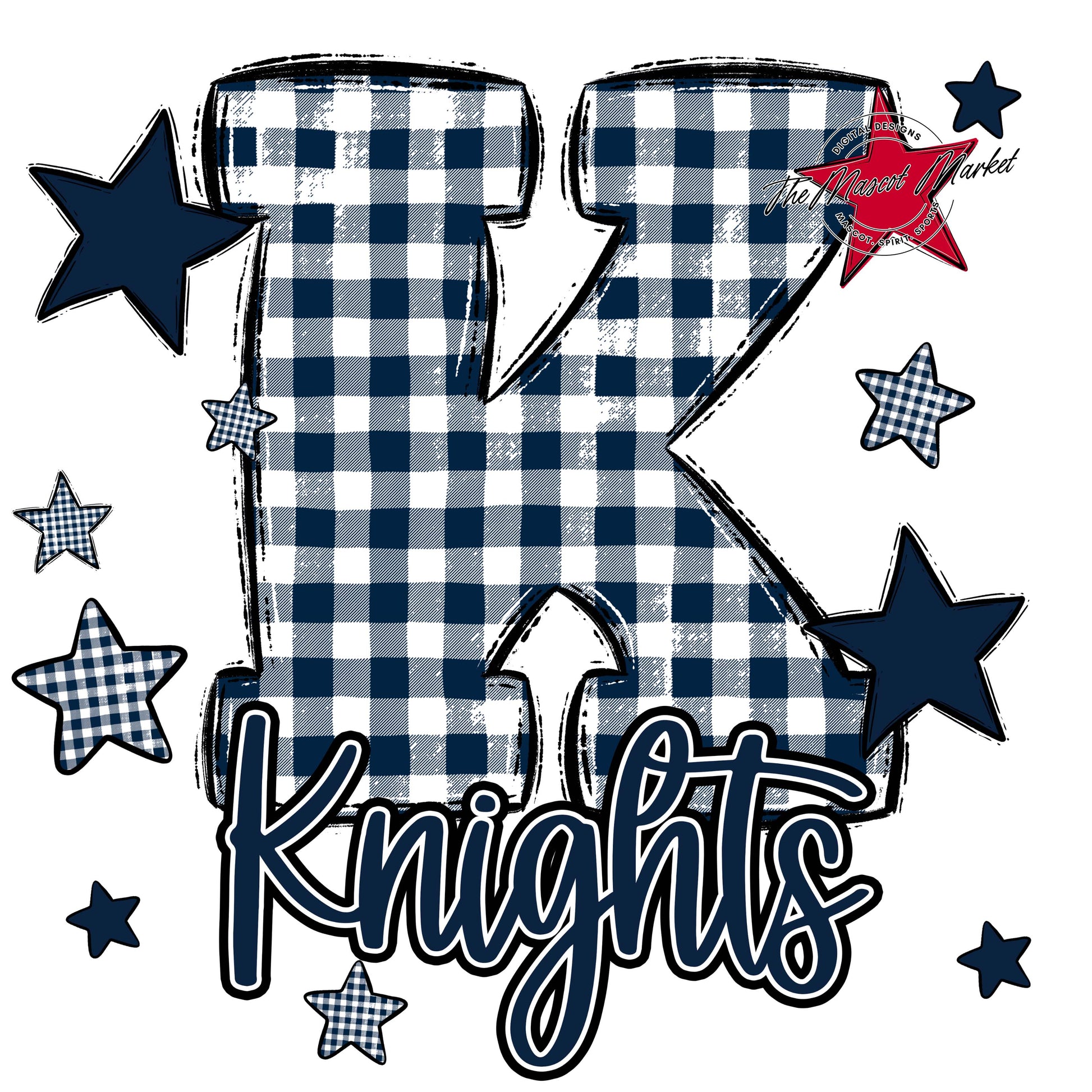 Knights Plaid Star Design-Navy