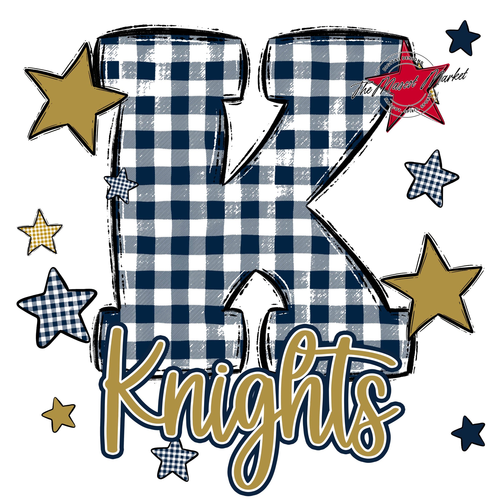 Knights Plaid Star Design-Navy & Gold