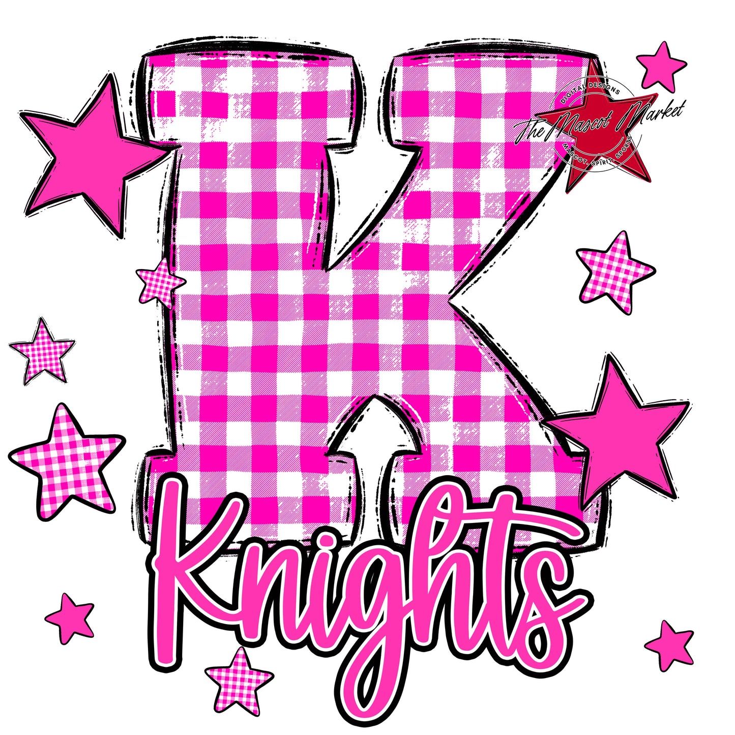 Knights Plaid Star Design-Pink