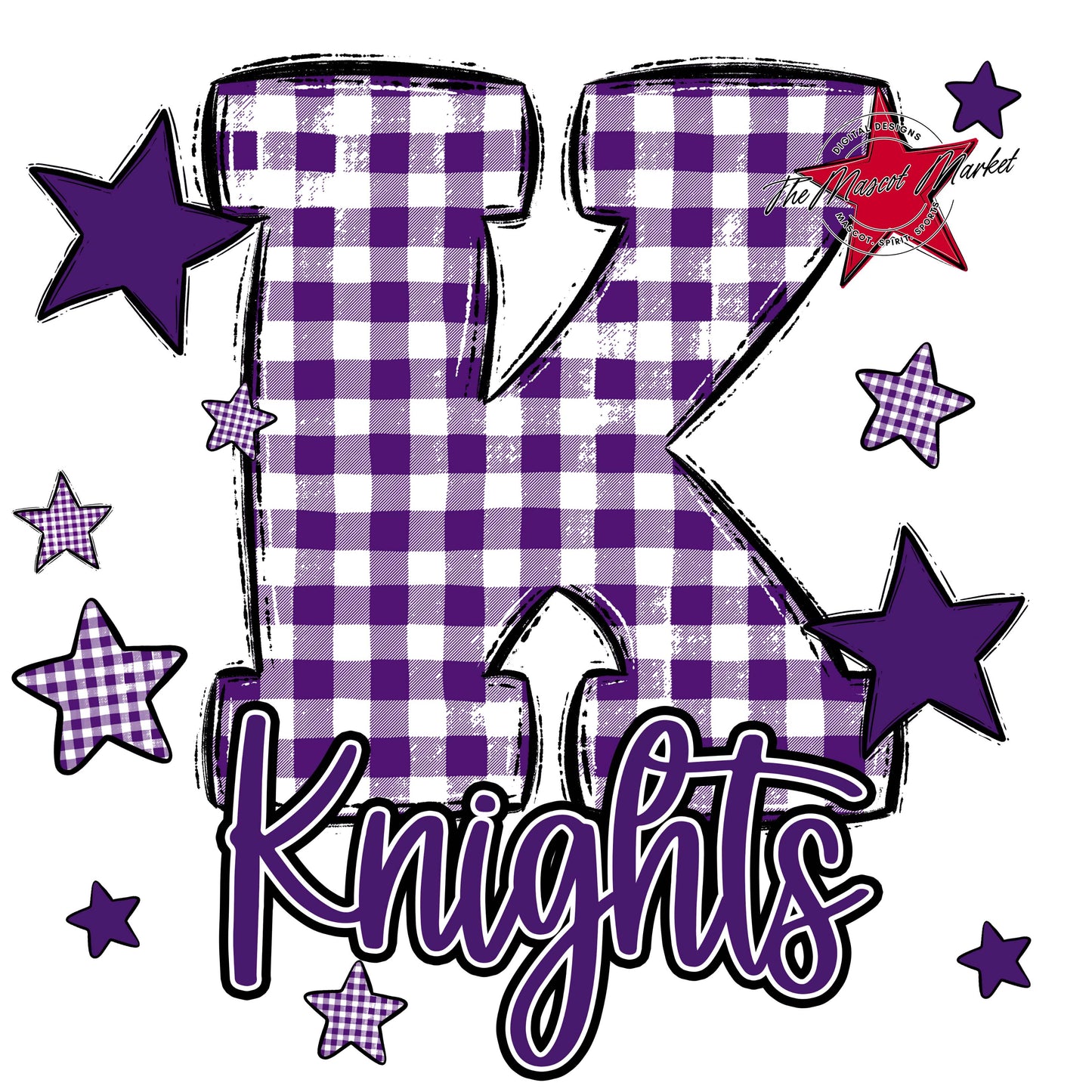 Knights Plaid Star Design-Purple