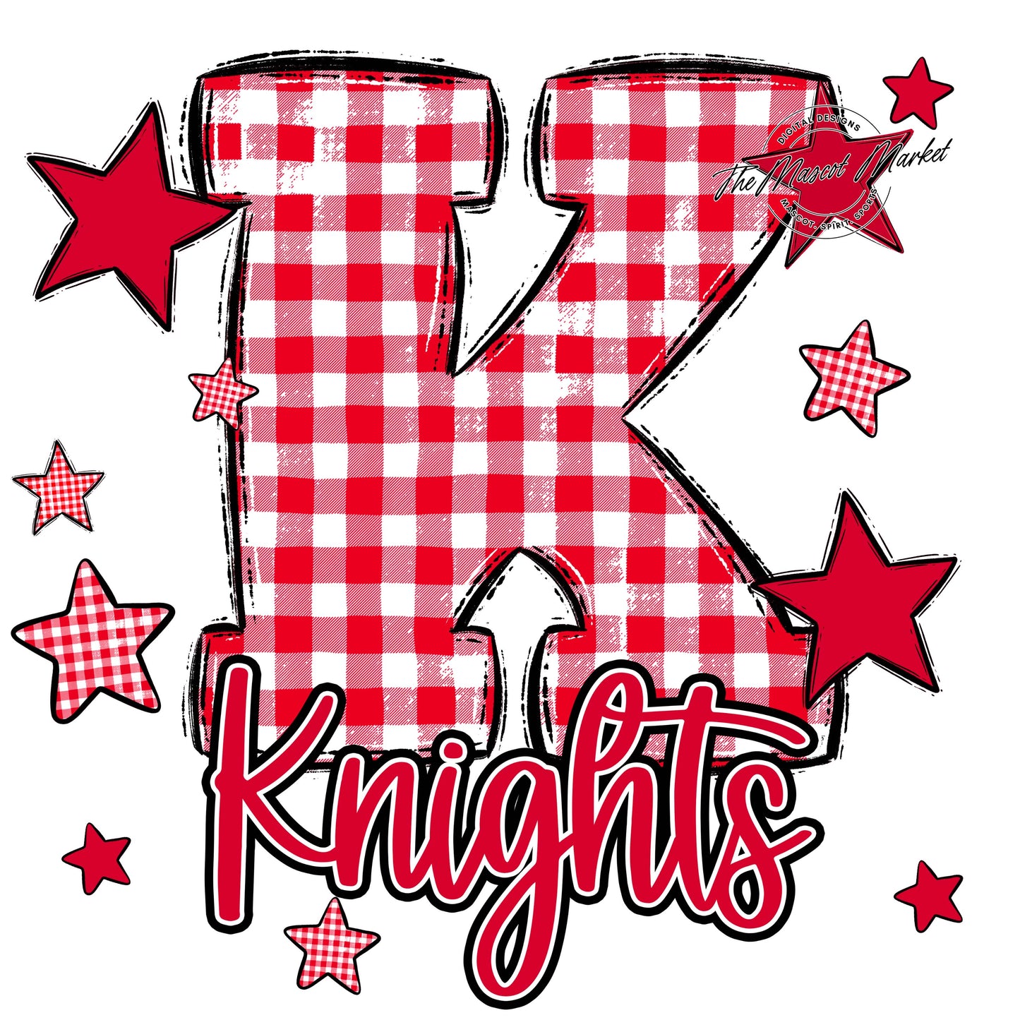 Knights Plaid Star Design-Red