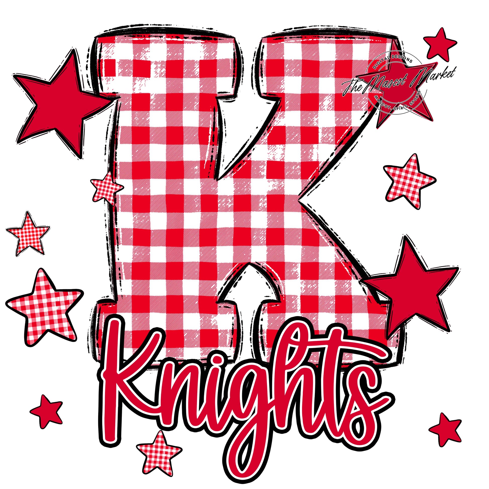 Knights Plaid Star Design-Red