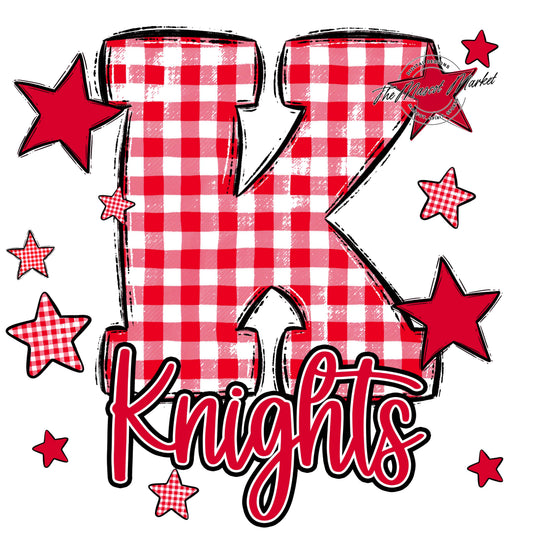 Knights Plaid Star Design-Red