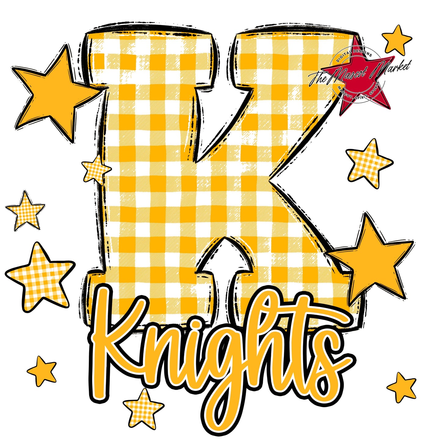 Knights Plaid Star Design-Yellow