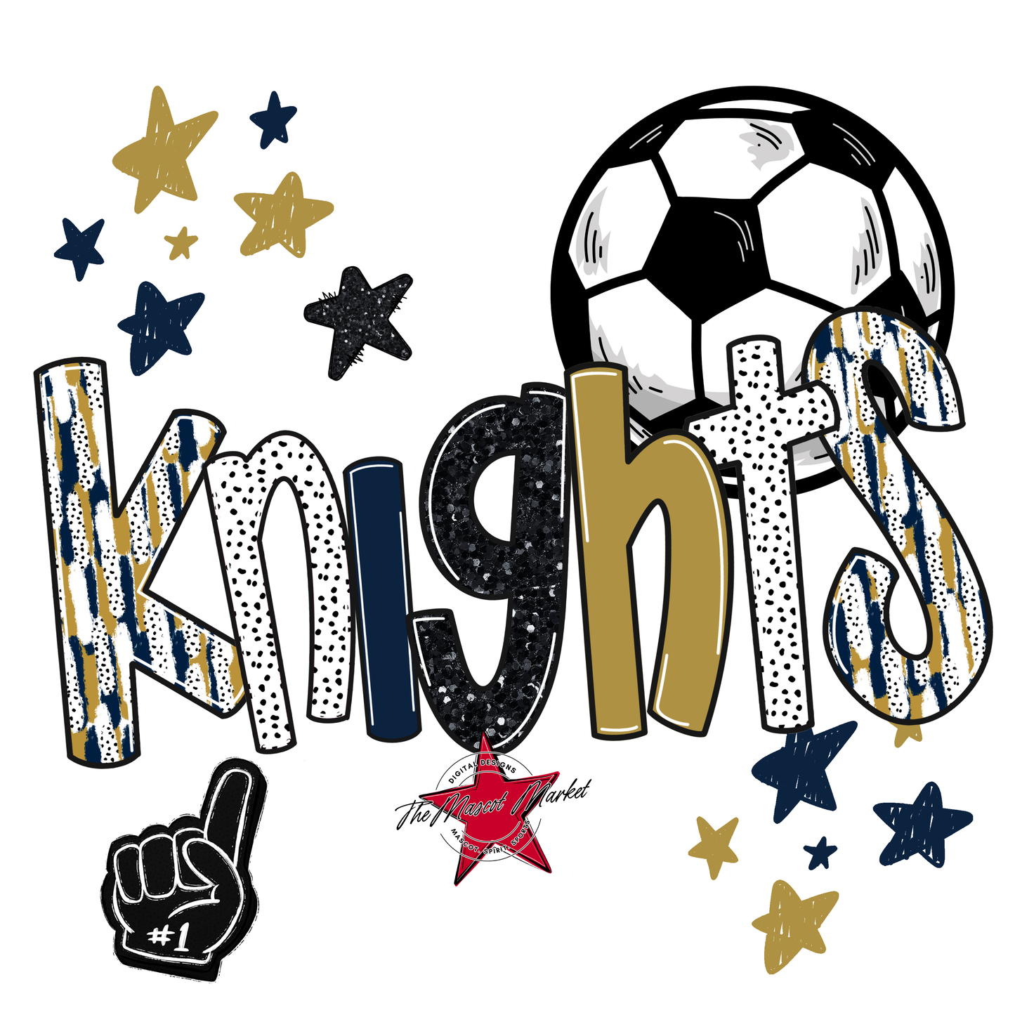 Knights Soccer Scrape-Navy-Gold