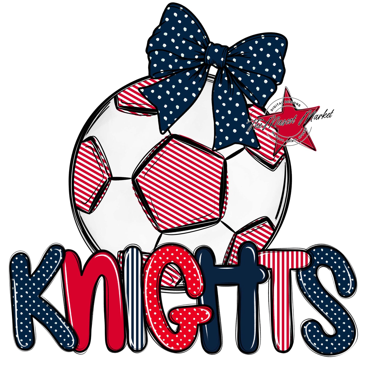 Knights Soccer Spirit Design-Navy & Red