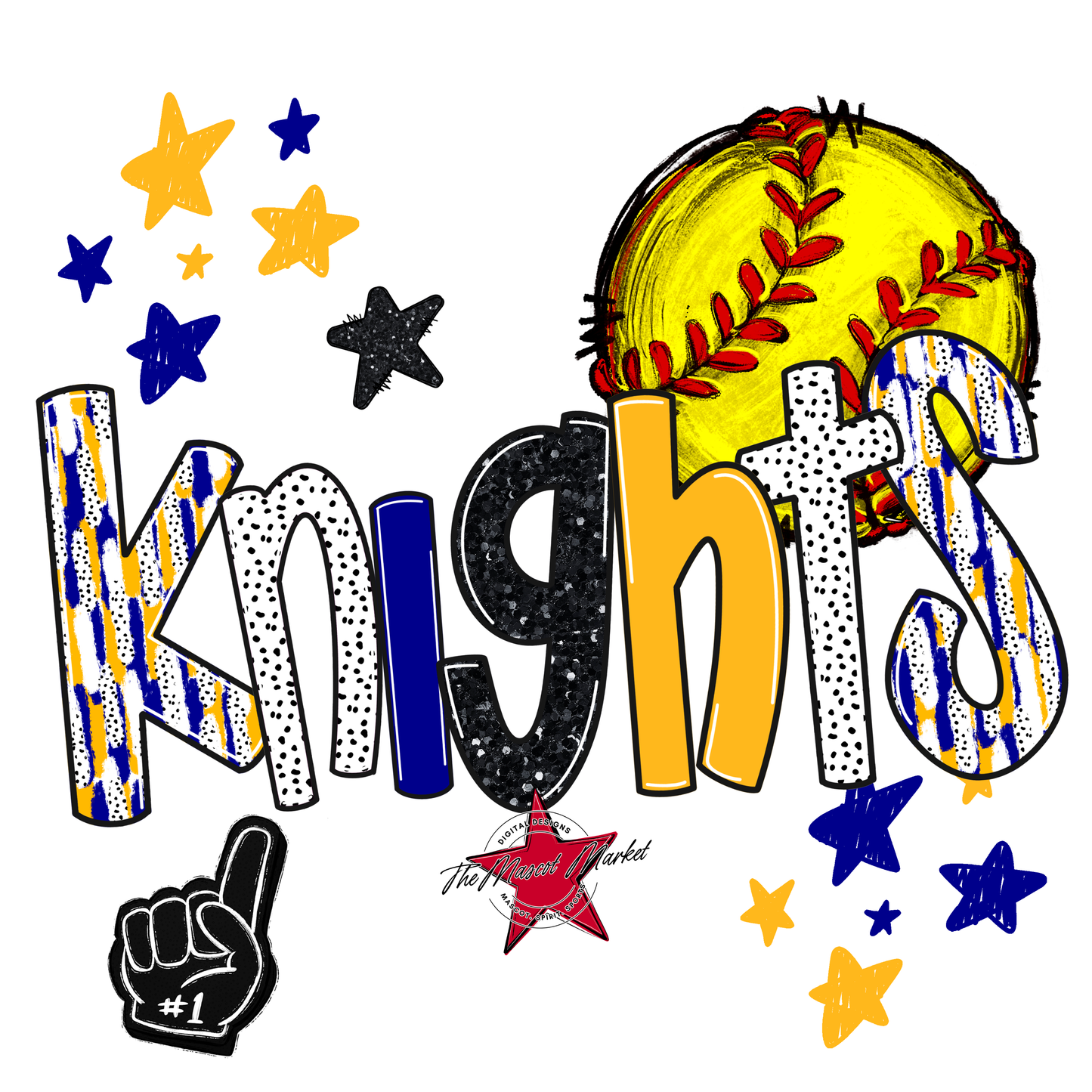 Knights Softball Scrape-Blue-Yellow