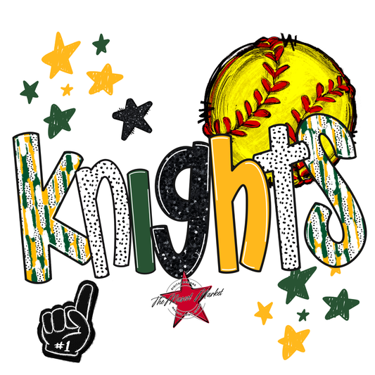 Knights Softball Scrape-Green-Yellow