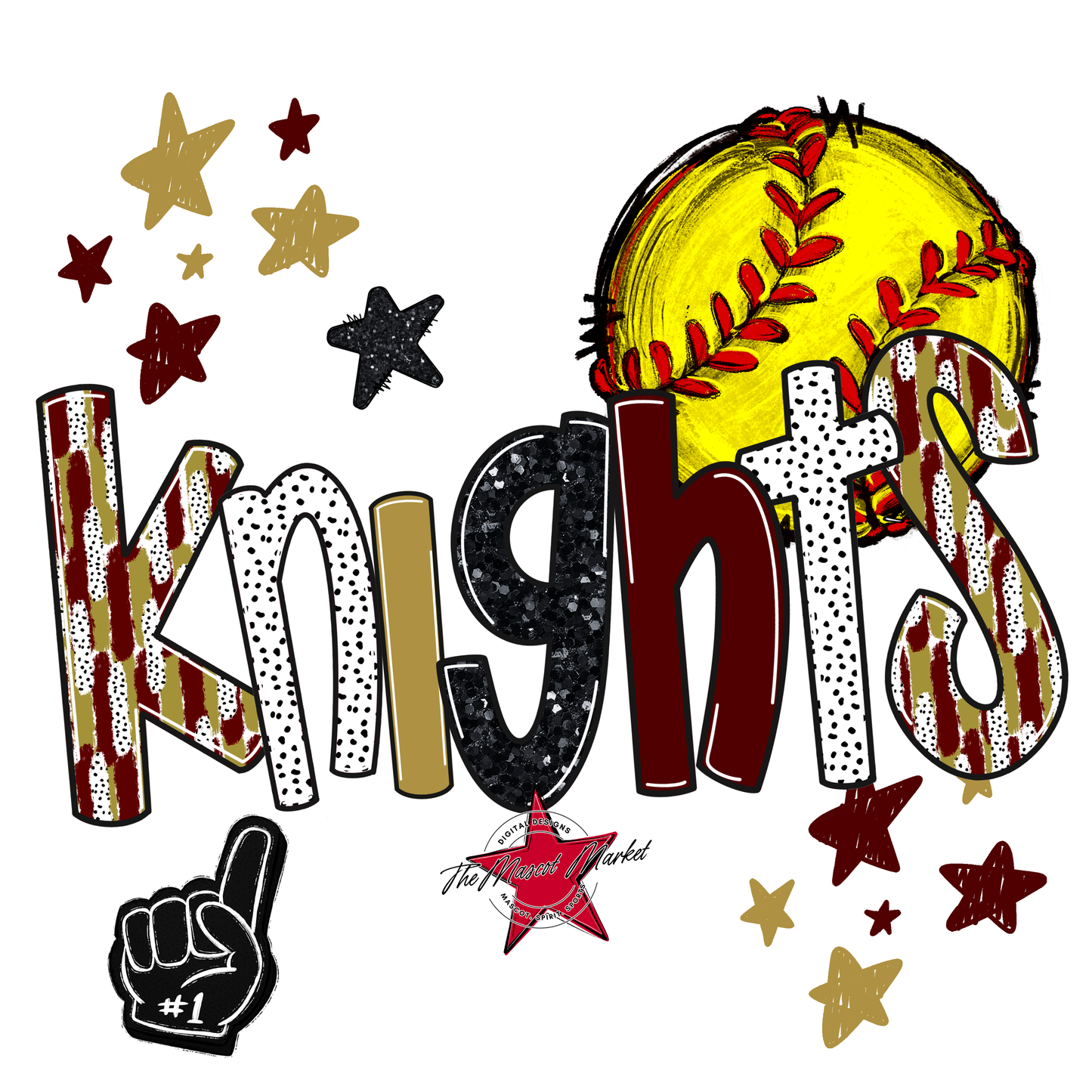Knights Softball Scrape-Maroon-Gold