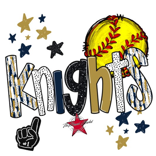 Knights Softball Scrape-Navy-Gold