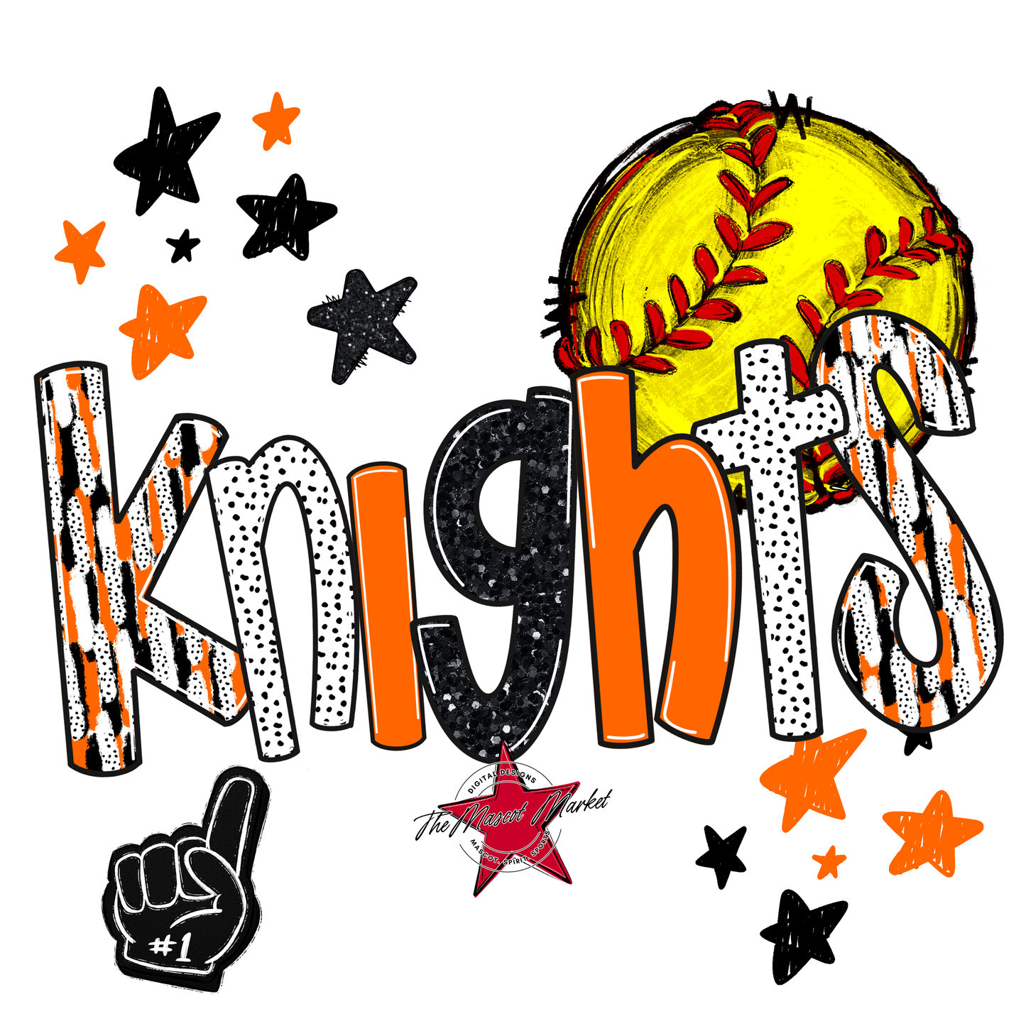 Knights Softball Scrape-Orange