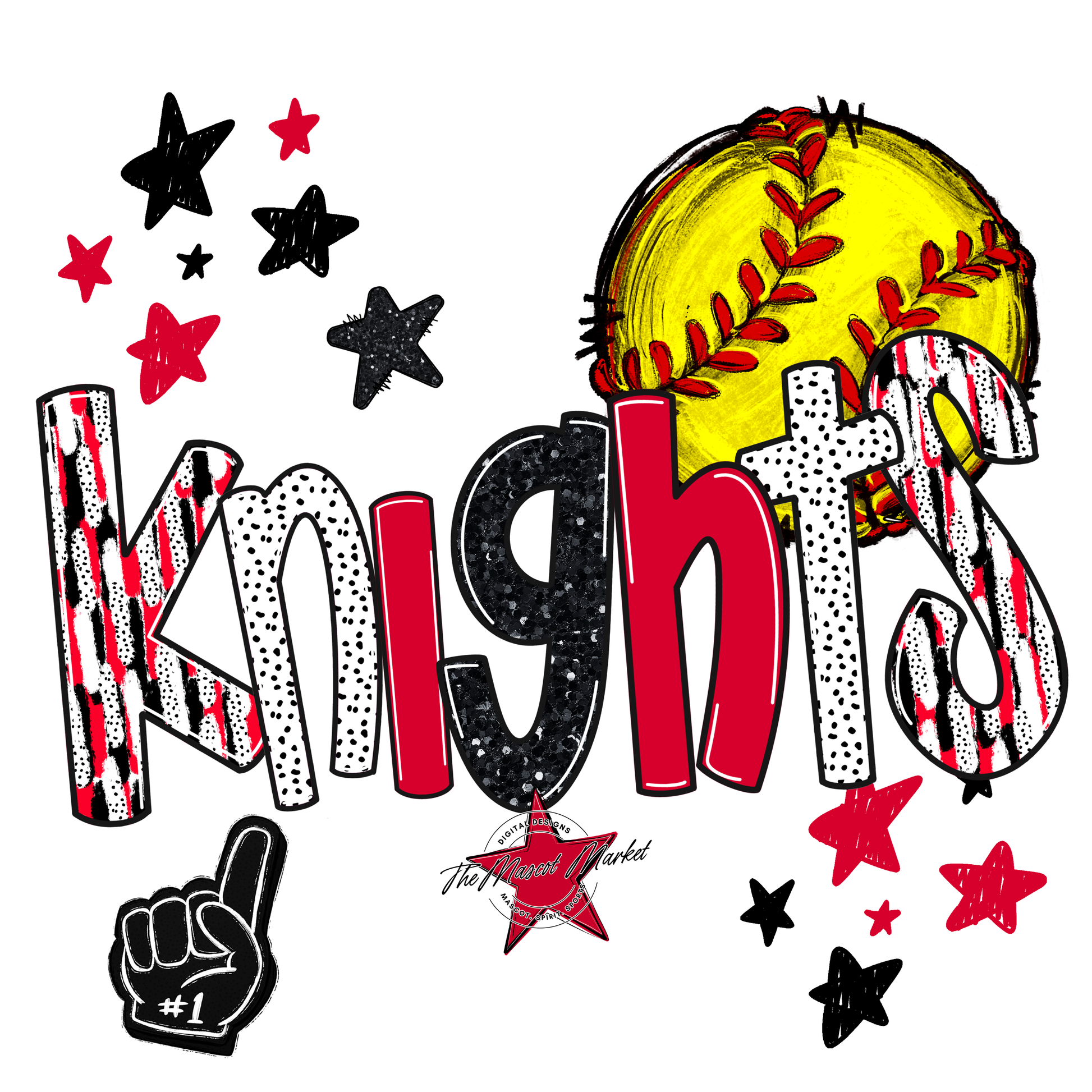 Knights Softball Scrape-Red