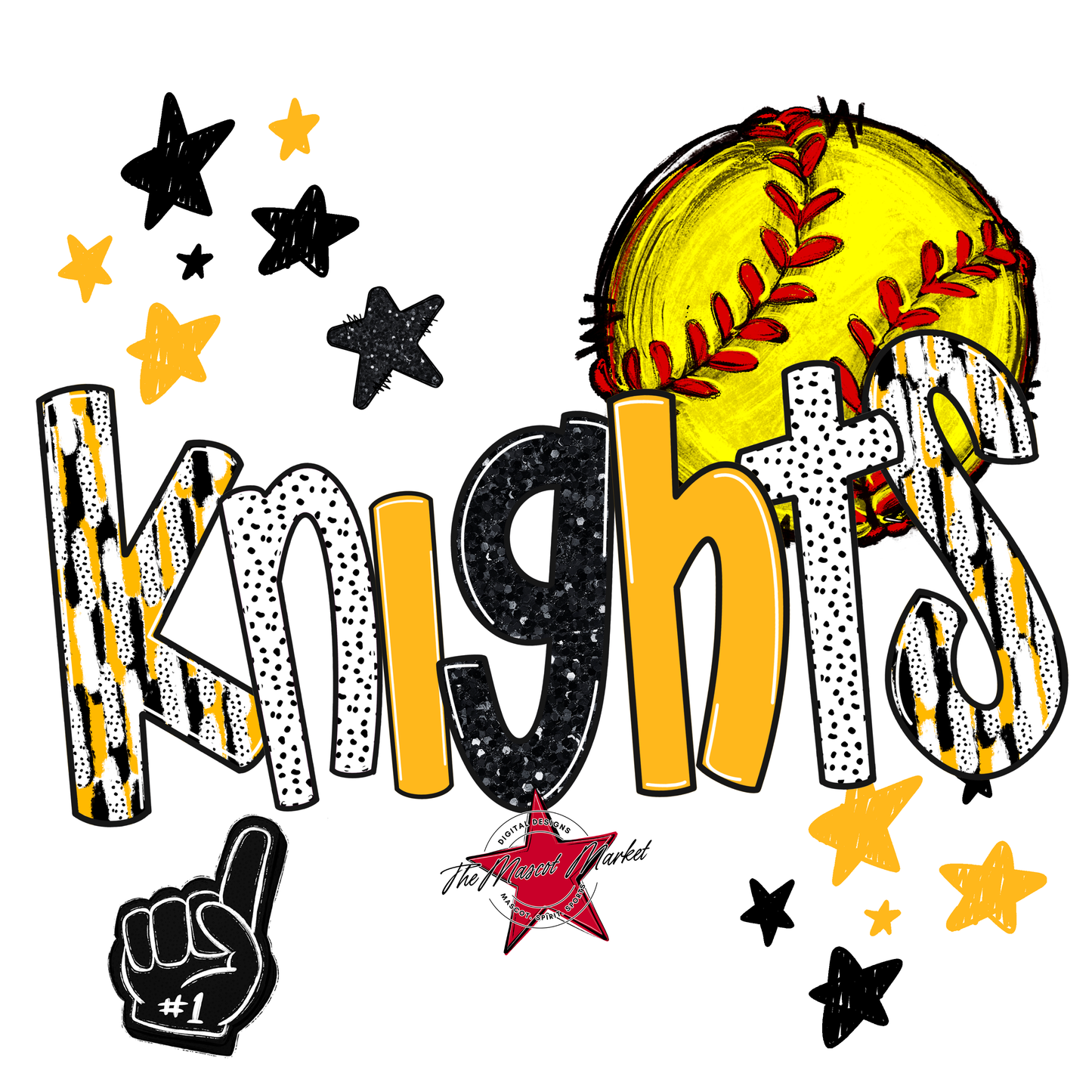 Knights Softball Scrape-Yellow