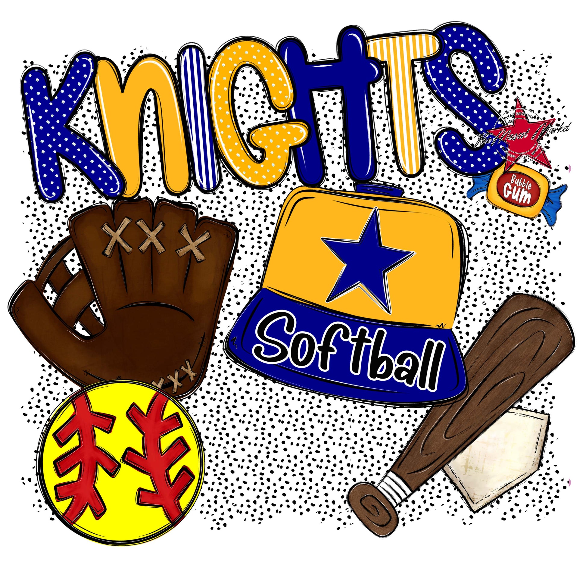 Knights Softball Spirit-Blue & Yellow