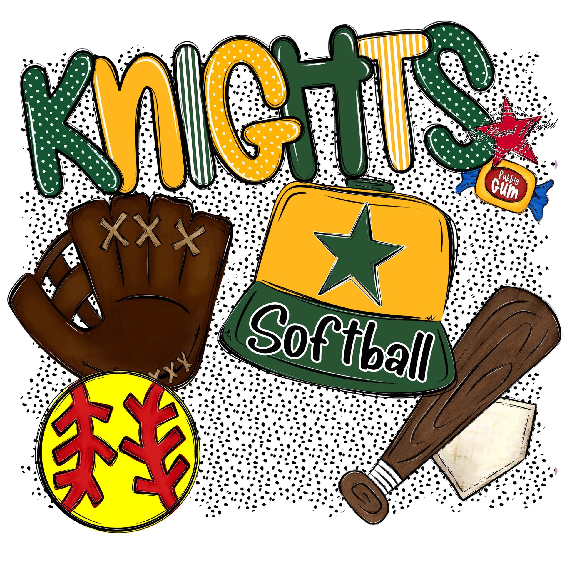 Knights Softball Spirit-Green & Yellow
