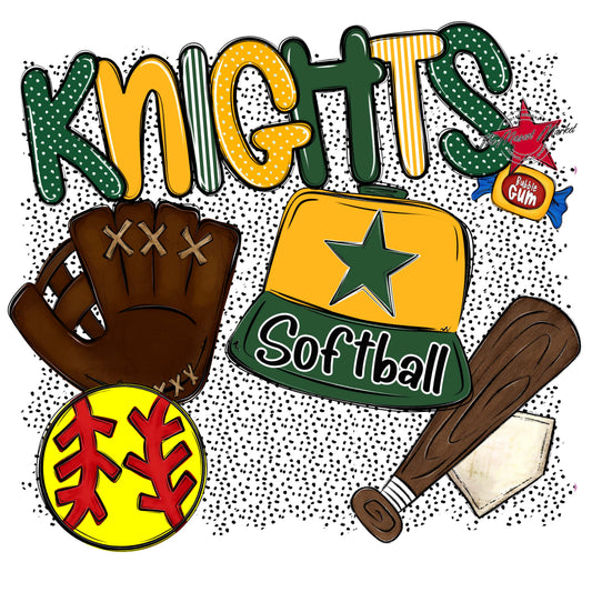 Knights Softball Spirit-Green & Yellow