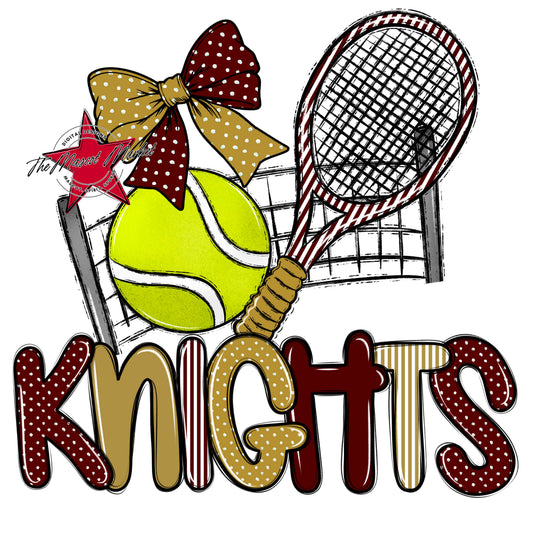 Knights Tennis Spirit Design-Maroon & Gold