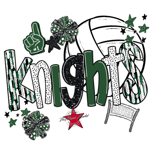 Knights Volleyball Scrape-Green