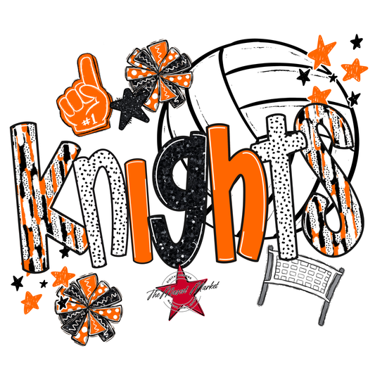 Knights Volleyball Scrape-Orange