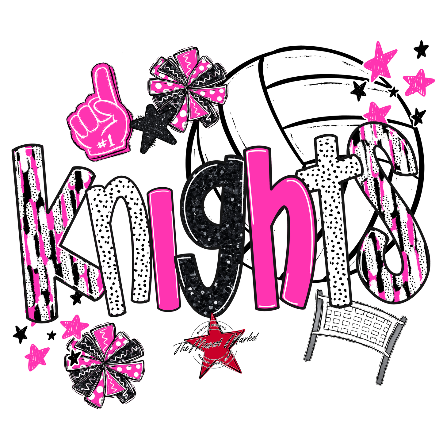 Knights Volleyball Scrape-Pink