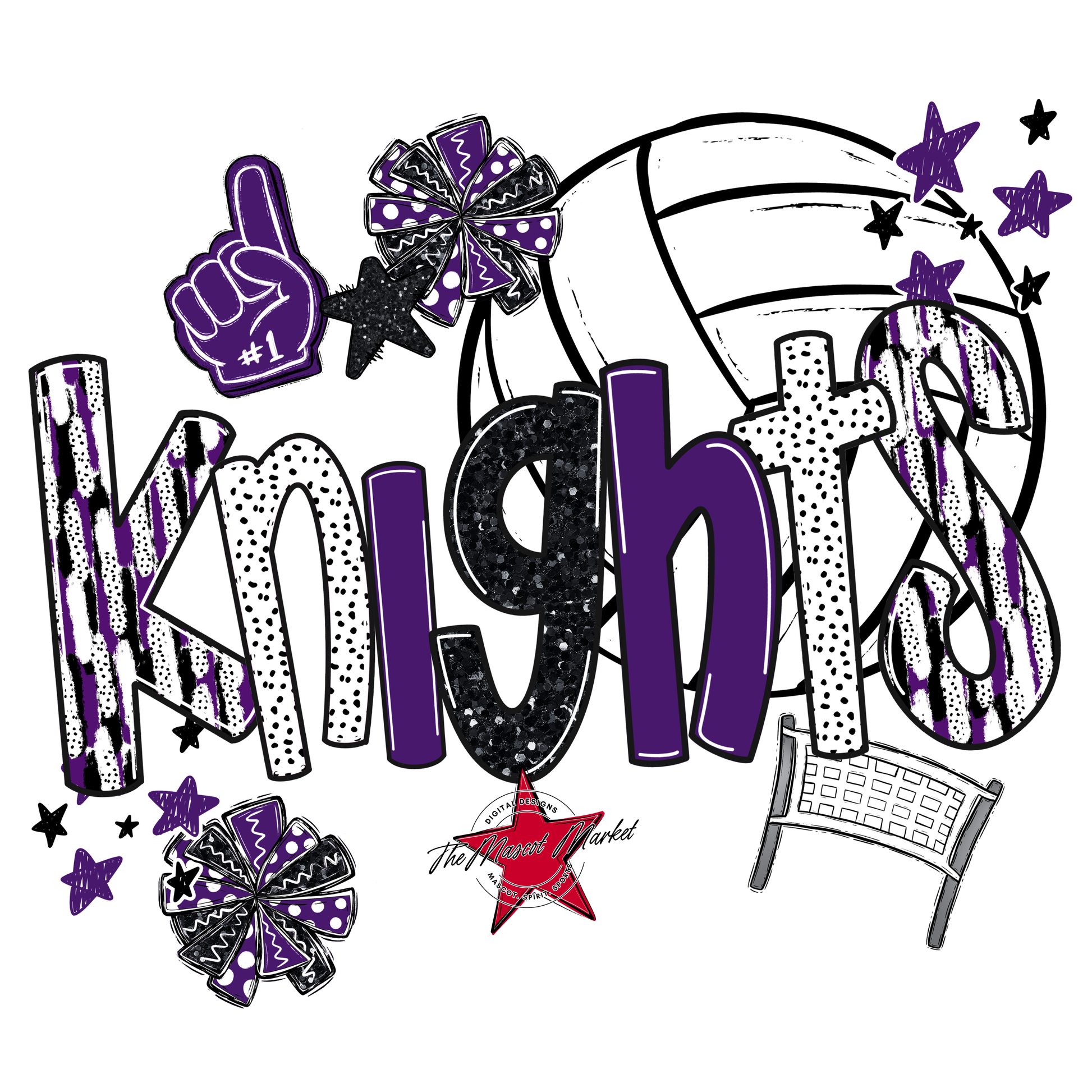 Knights Volleyball Scrape-Purple