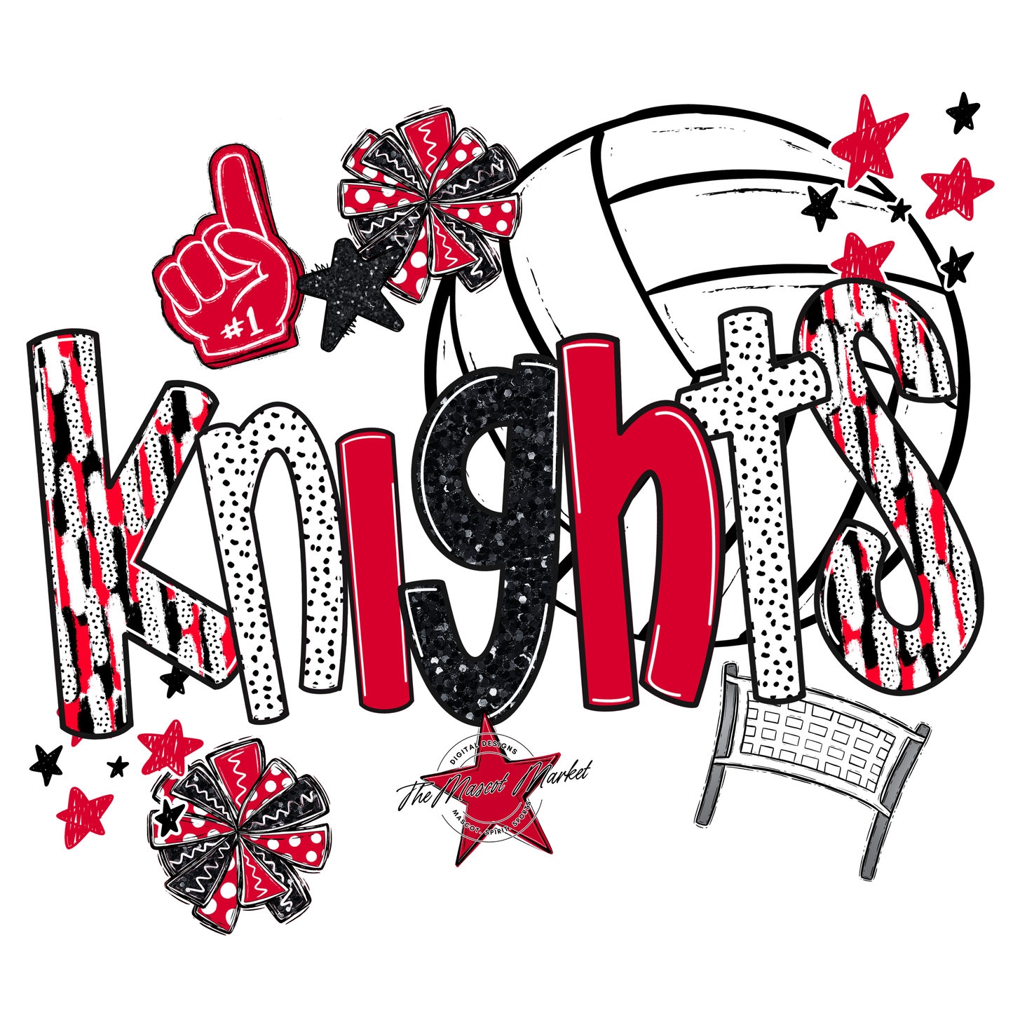 Knights Volleyball Scrape-Red