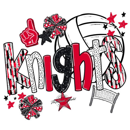 Knights Volleyball Scrape-Red