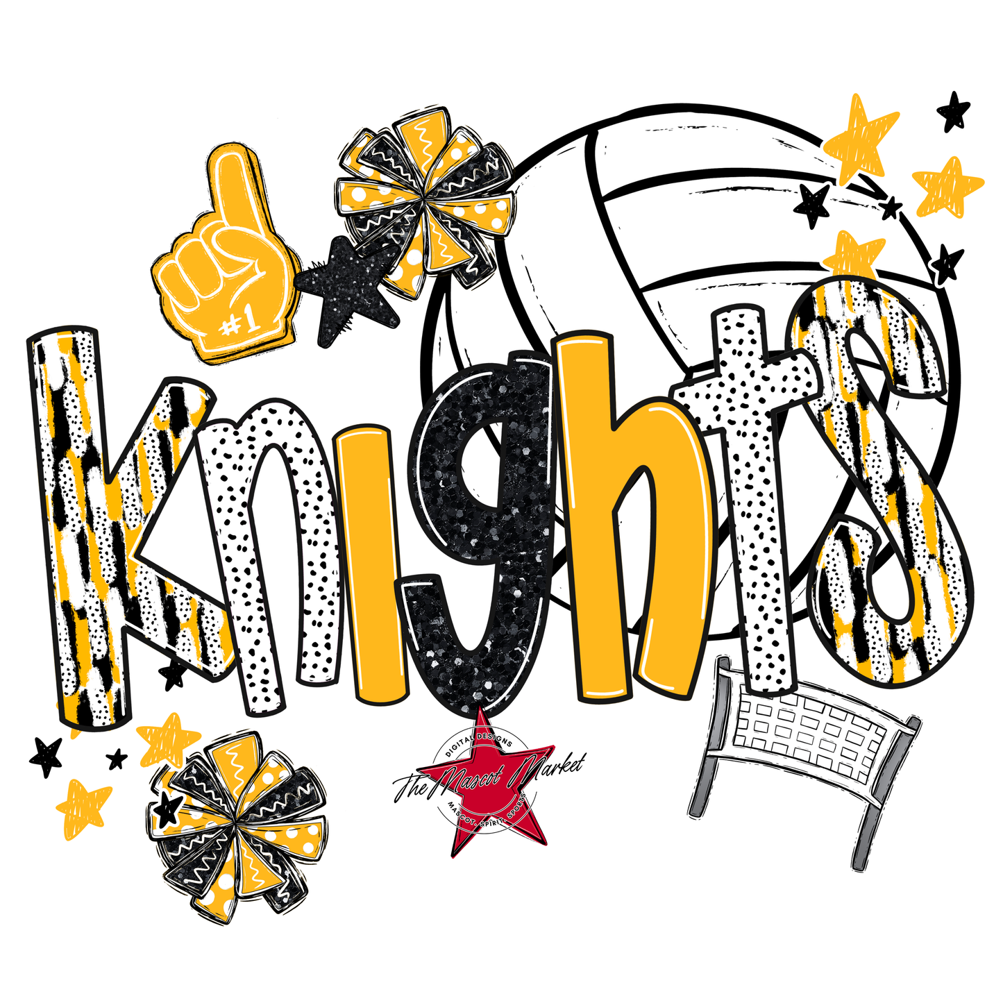Knights Volleyball Scrape-Yellow