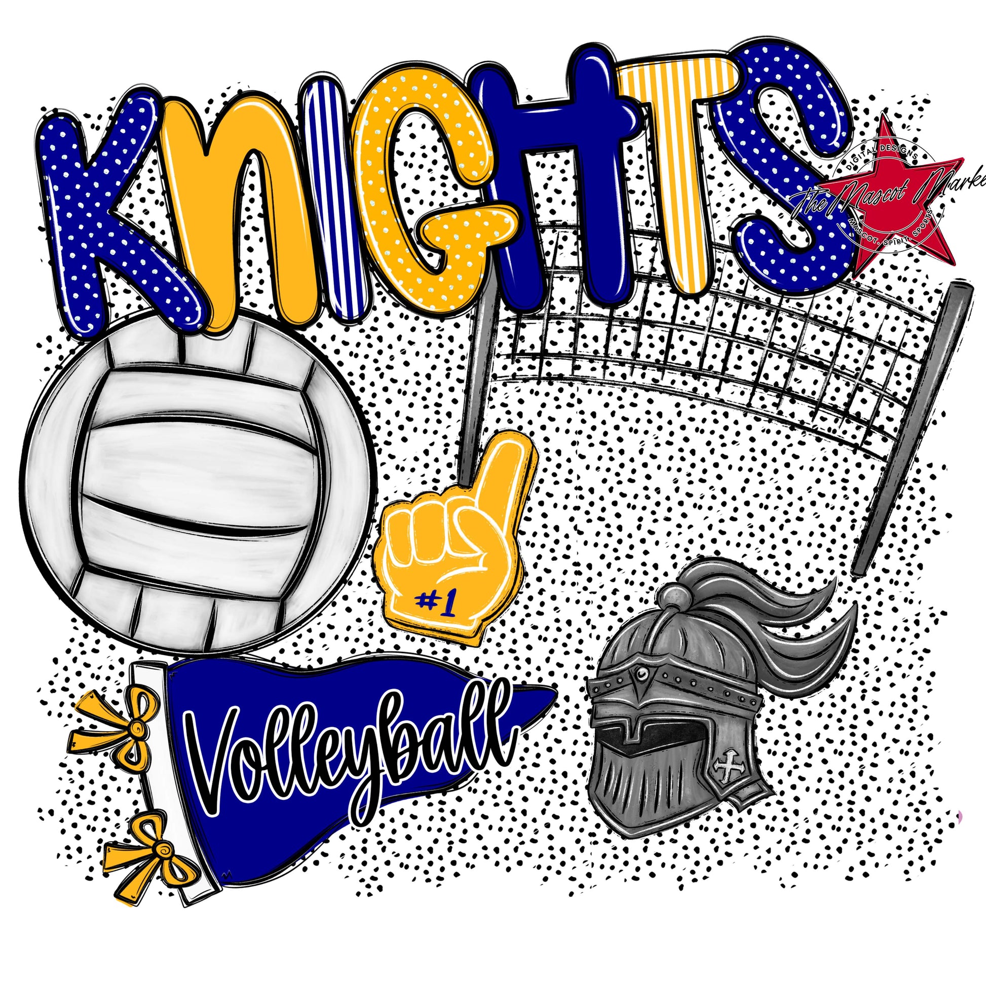 Knights Volleyball Spirit-Blue & Yellow