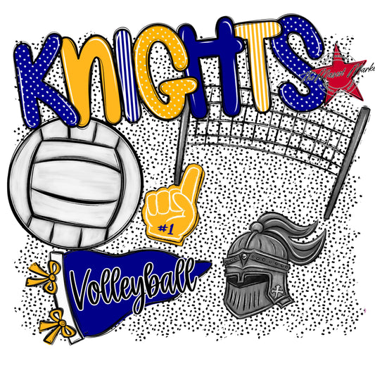 Knights Volleyball Spirit-Blue & Yellow