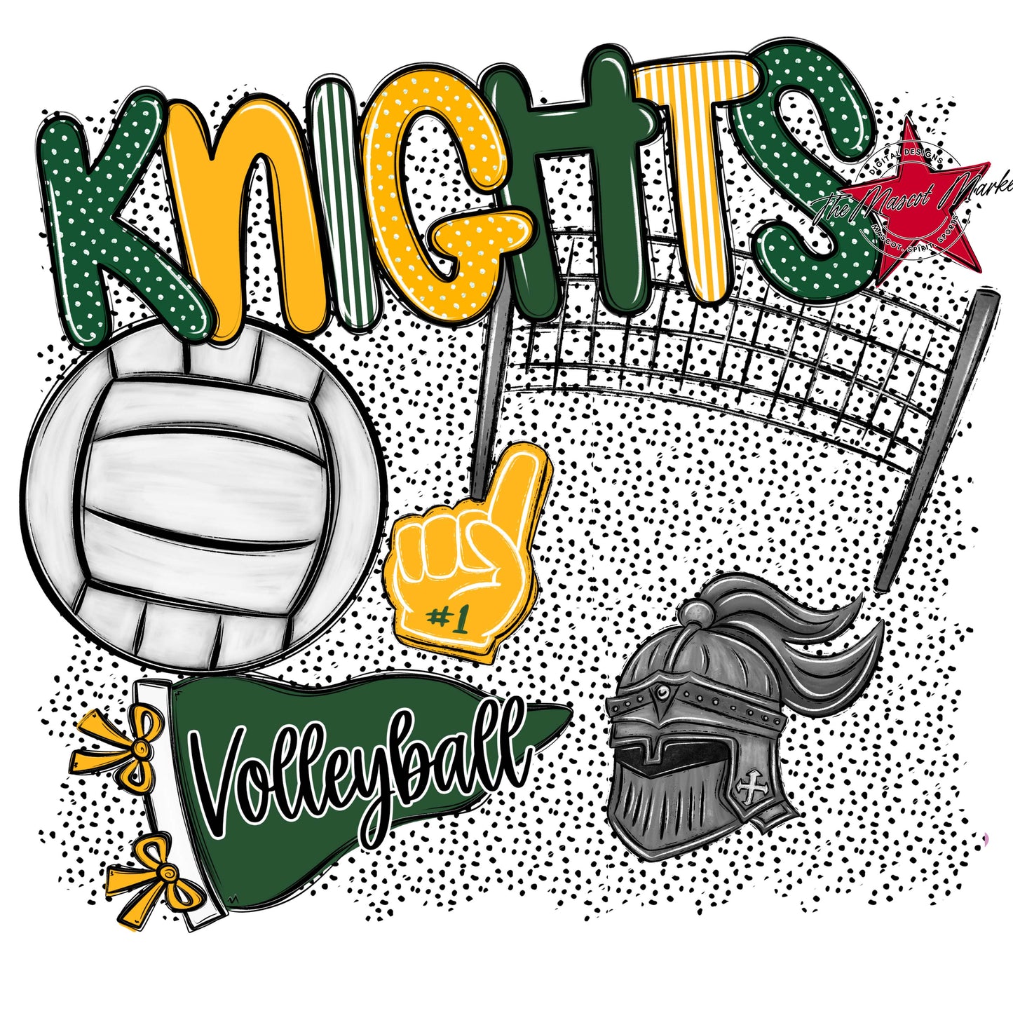 Knights Volleyball Spirit-Green & Yellow