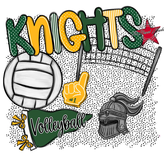 Knights Volleyball Spirit-Green & Yellow
