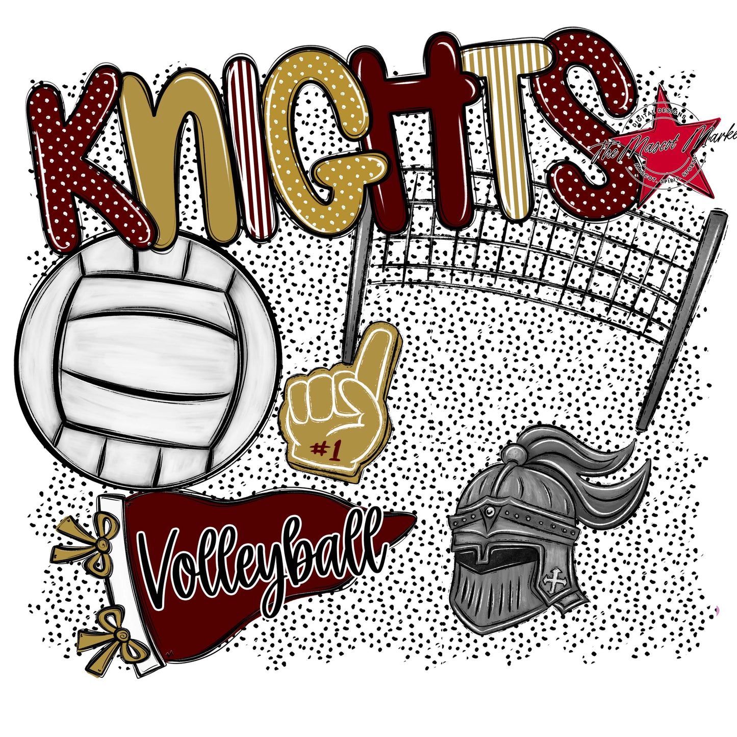 Knights Volleyball Spirit-Maroon & Gold