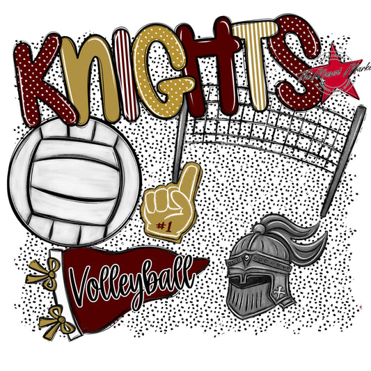 Knights Volleyball Spirit-Maroon & Gold
