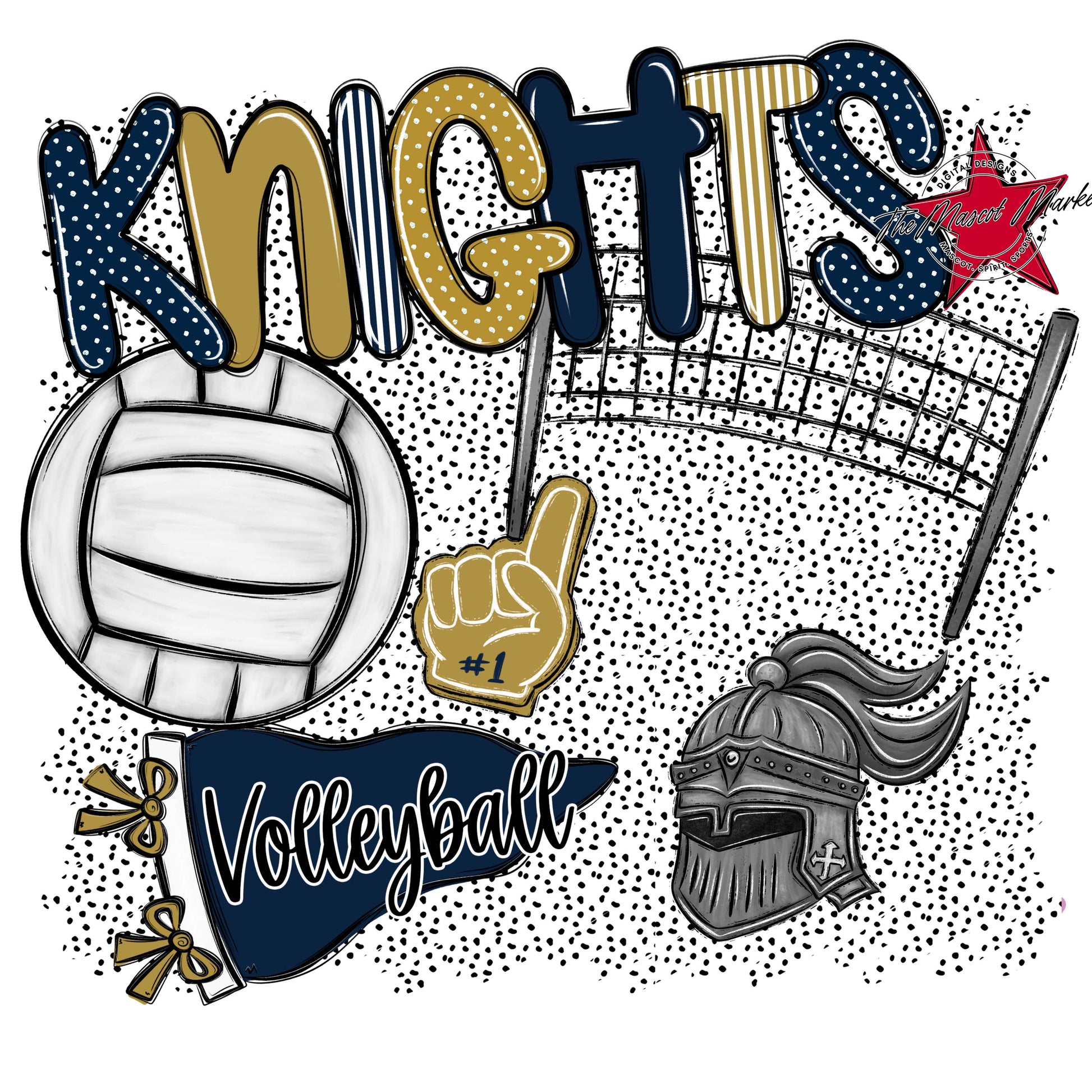 Knights Volleyball Spirit-Navy & Gold