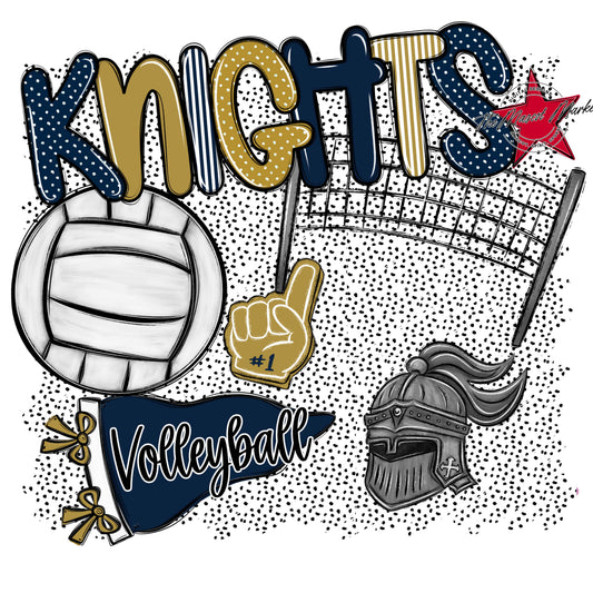 Knights Volleyball Spirit-Navy & Gold