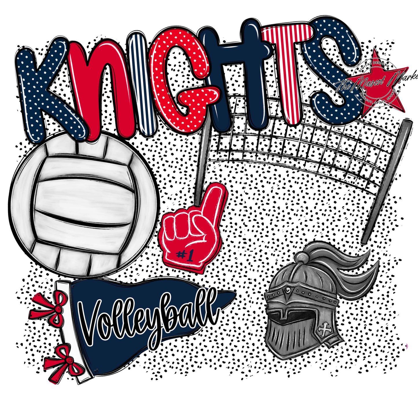 Knights Volleyball Spirit-Navy & Red