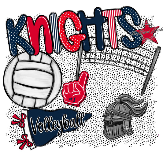 Knights Volleyball Spirit-Navy & Red